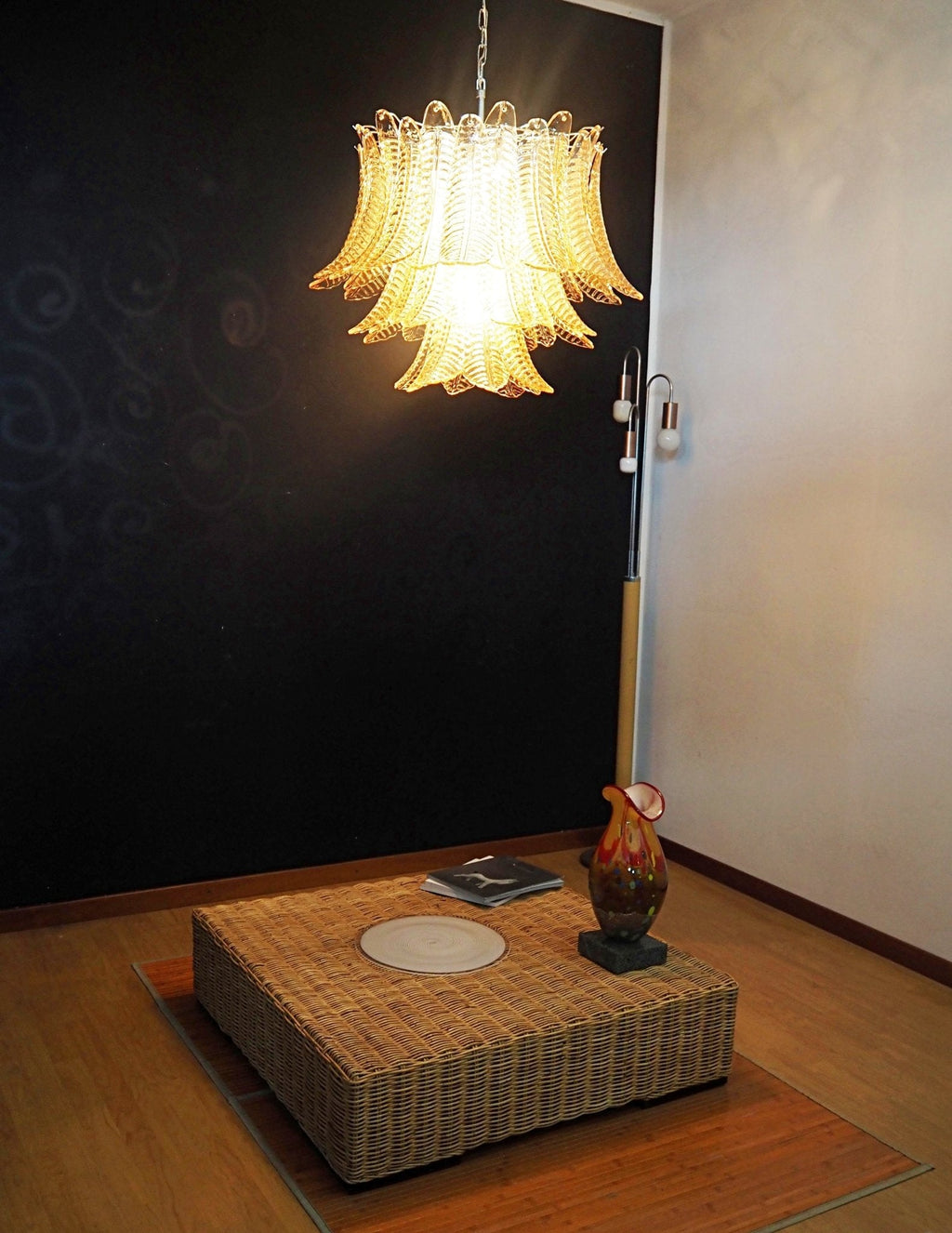Amber Glass Leaf Chandelier Glass lighting by Bling Lighting Studio