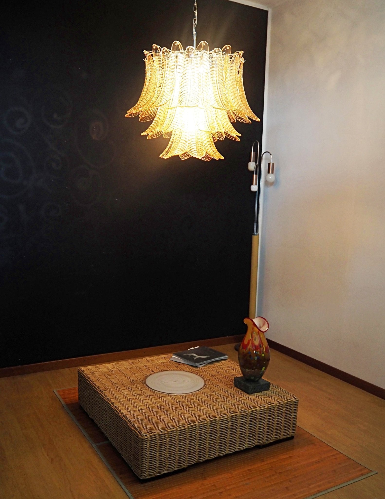 Amber Glass Leaf Chandelier Glass lighting by Bling Lighting Studio