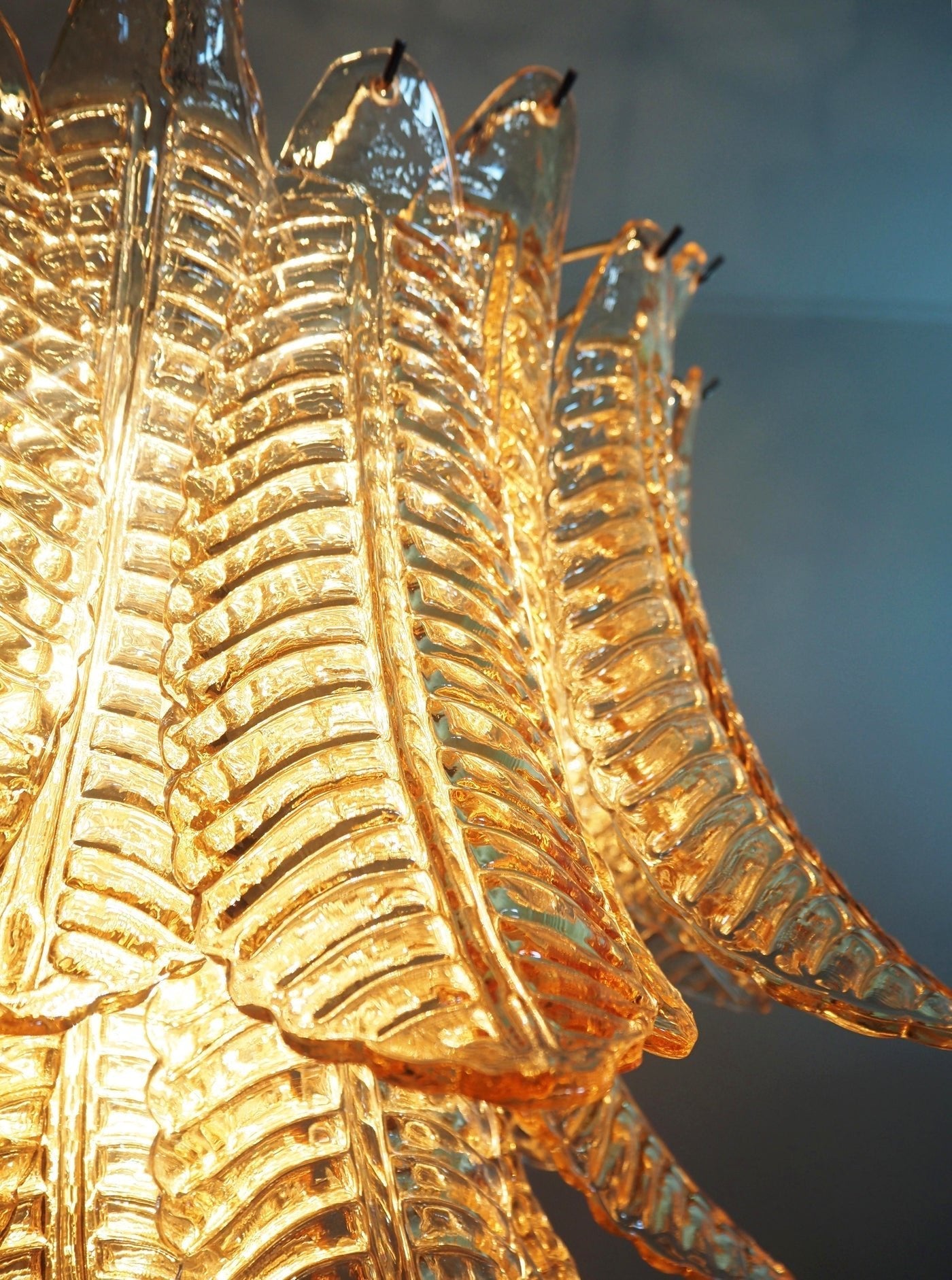 Amber Glass Leaf Chandelier Glass lighting by Bling Lighting Studio