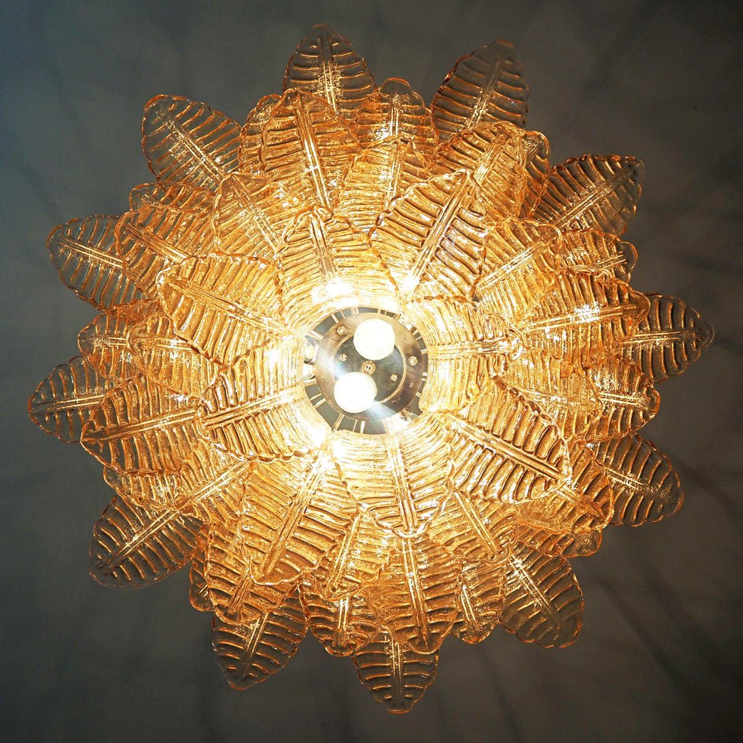 Amber Glass Leaf Chandelier Glass lighting by Bling Lighting Studio