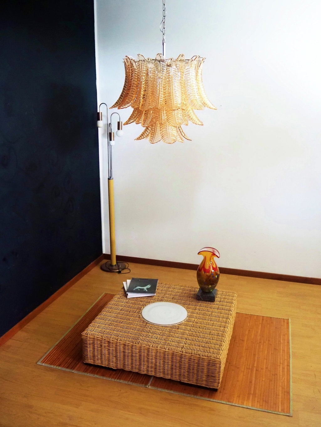 Amber Glass Leaf Chandelier Glass lighting by Bling Lighting Studio
