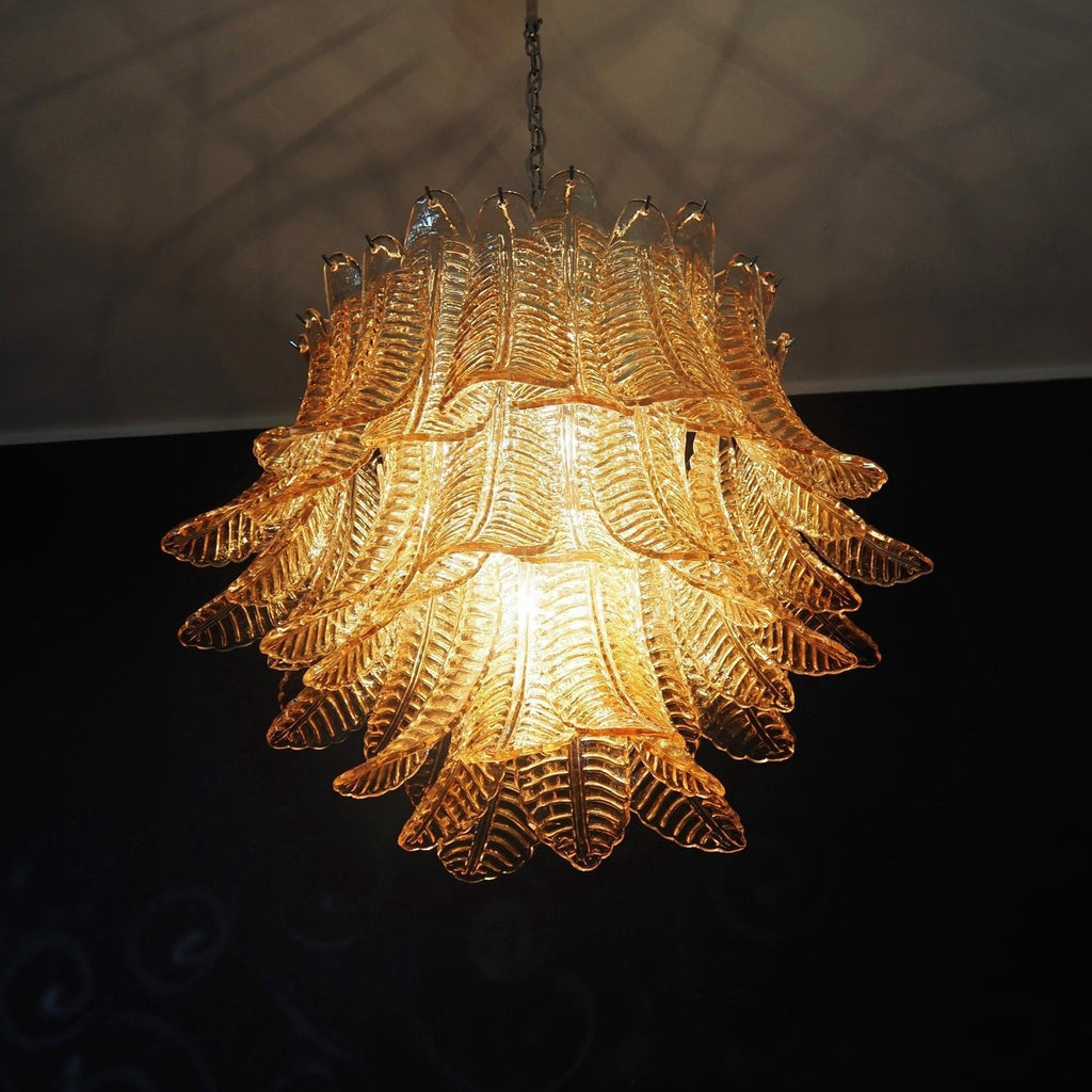 Amber Glass Leaf Chandelier Glass lighting by Bling Lighting Studio