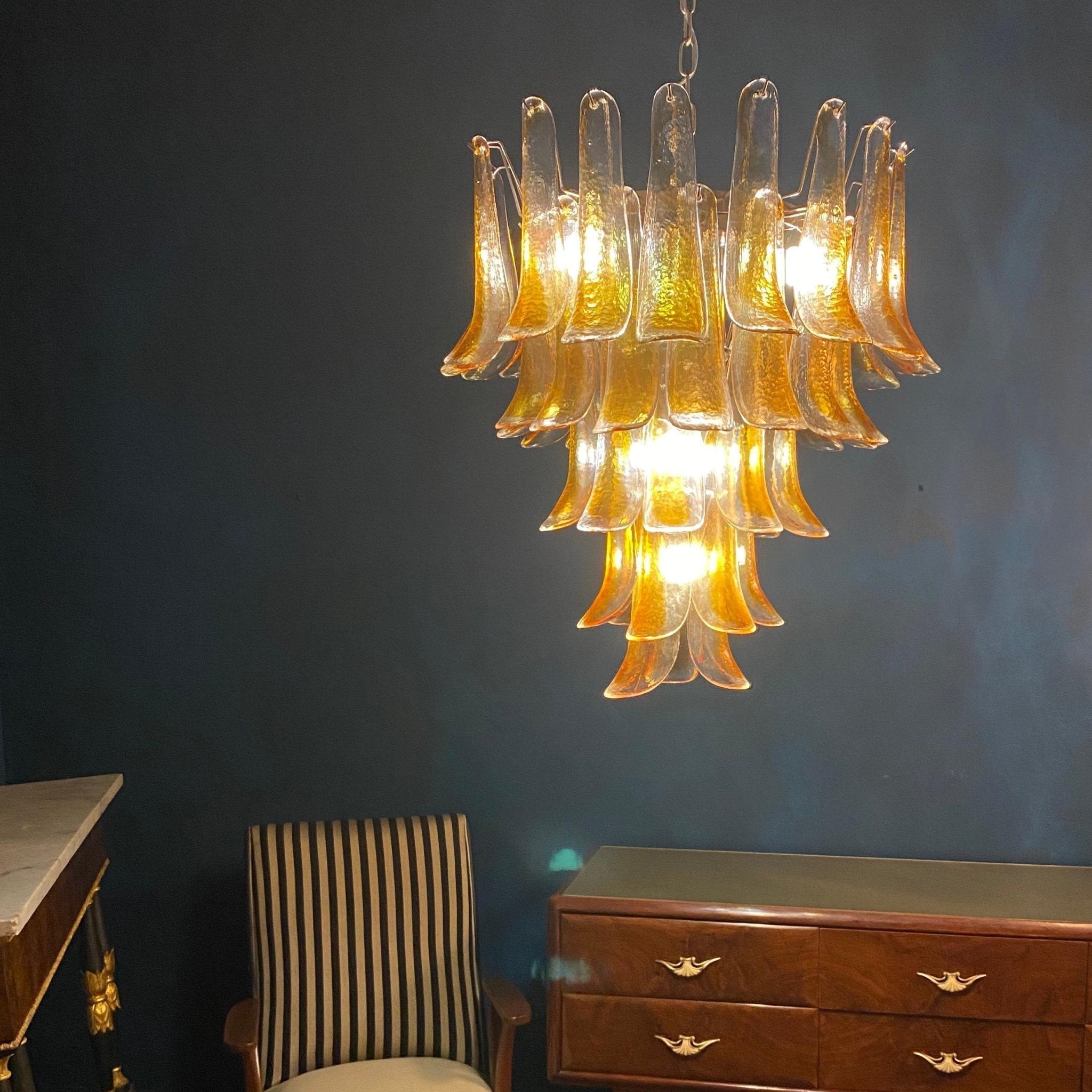 Amber Glass Petals Chandelier Glass lighting by Bling Lighting Studio