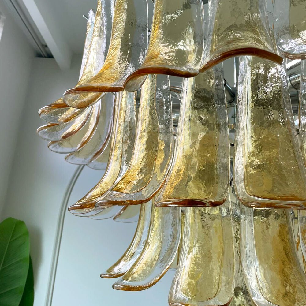 Amber Glass Petals Chandelier Glass lighting by Bling Lighting Studio