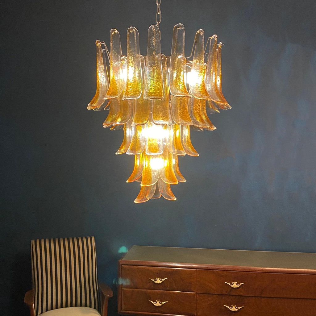 Amber Glass Petals Chandelier Glass lighting by Bling Lighting Studio