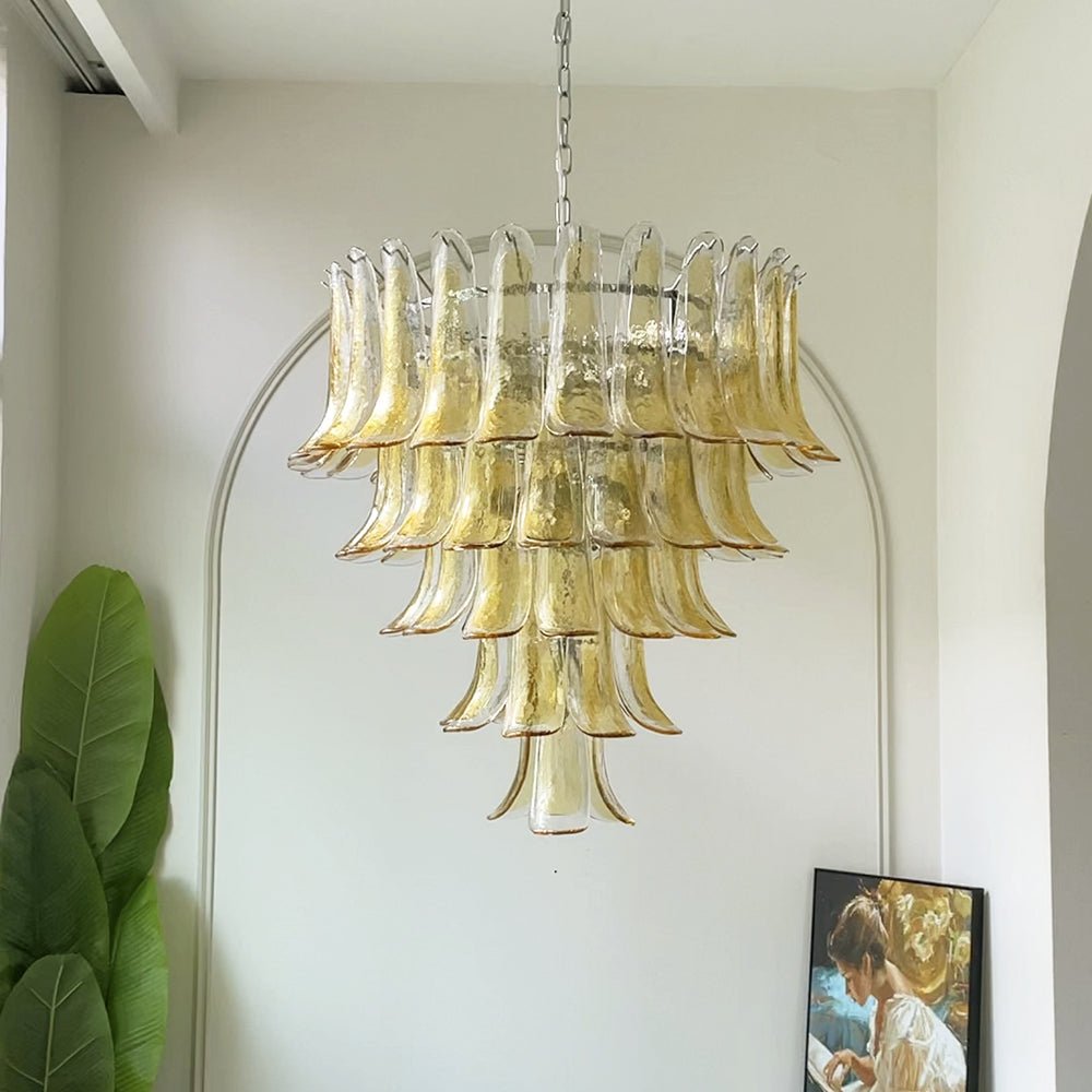 Amber Glass Petals Chandelier Glass lighting by Bling Lighting Studio