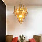 Amber Glass Petals Chandelier Glass lighting by Bling Lighting Studio