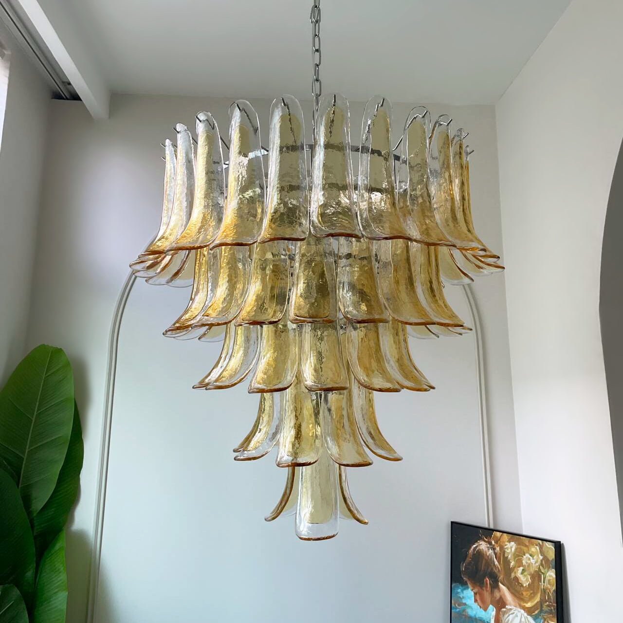 Amber Glass Petals Chandelier Glass lighting by Bling Lighting Studio