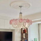 Murano Pink Disc Glass Chandelier product image
