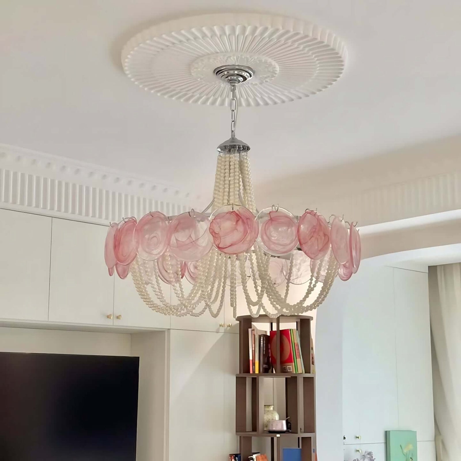 Murano Pink Disc Glass Chandelier product image