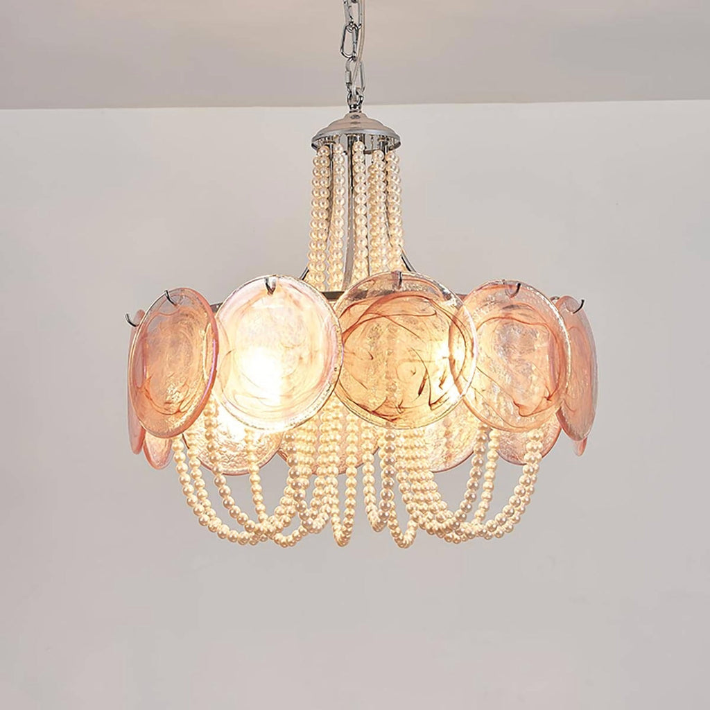 Murano Pink Disc Glass Chandelier product image