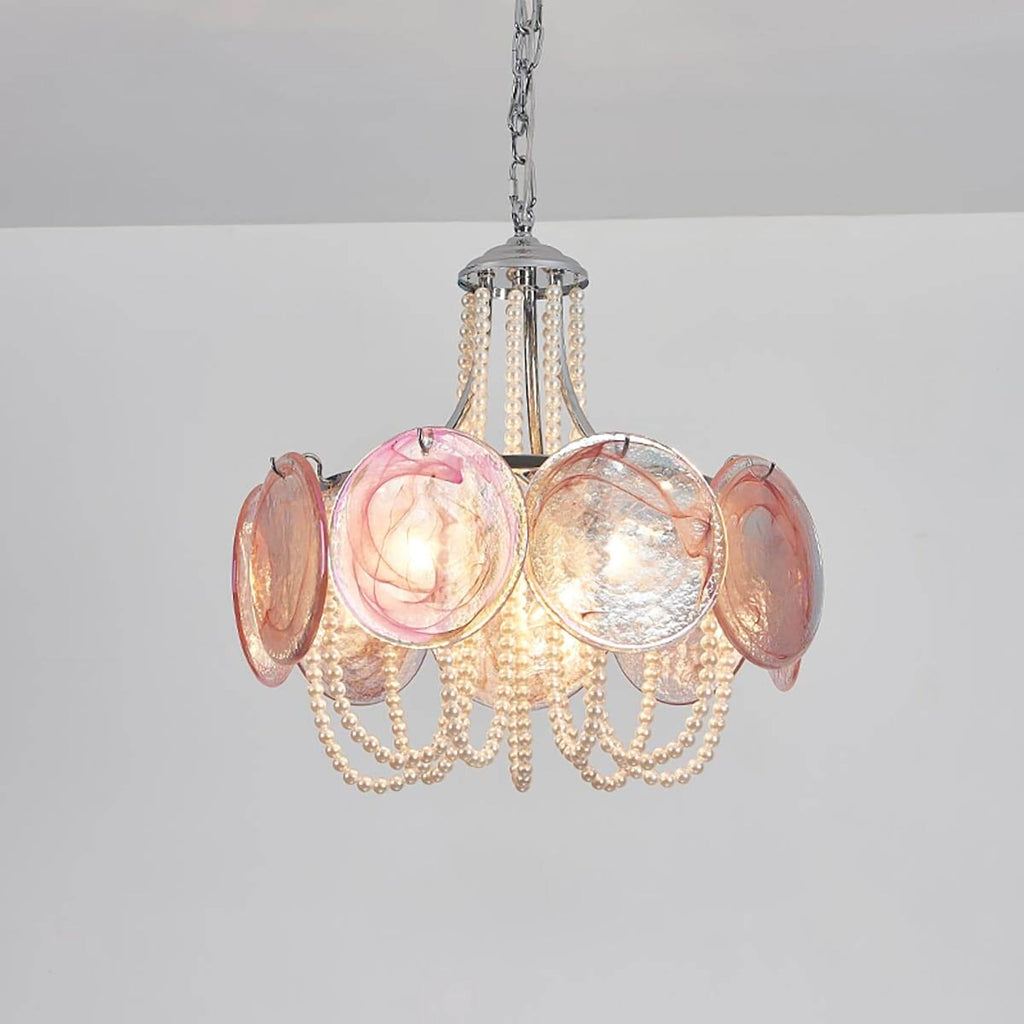Murano Pink Disc Glass Chandelier product image
