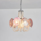 Murano Pink Disc Glass Chandelier product image