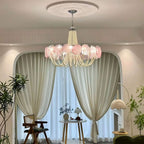 Murano Pink Disc Glass Chandelier product image