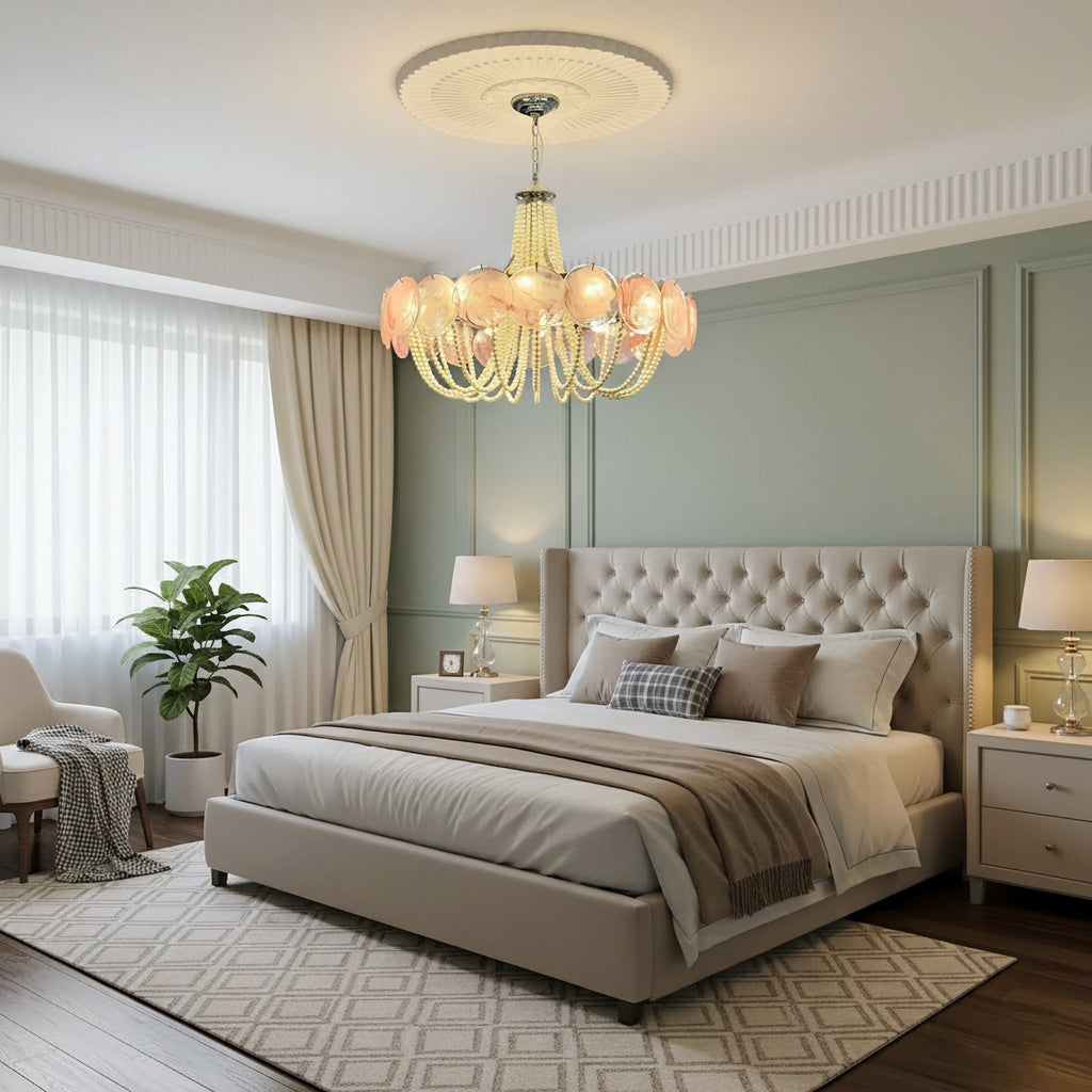 Murano Pink Disc Glass Chandelier product image