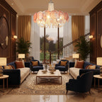 Murano Pink Disc Glass Chandelier product image