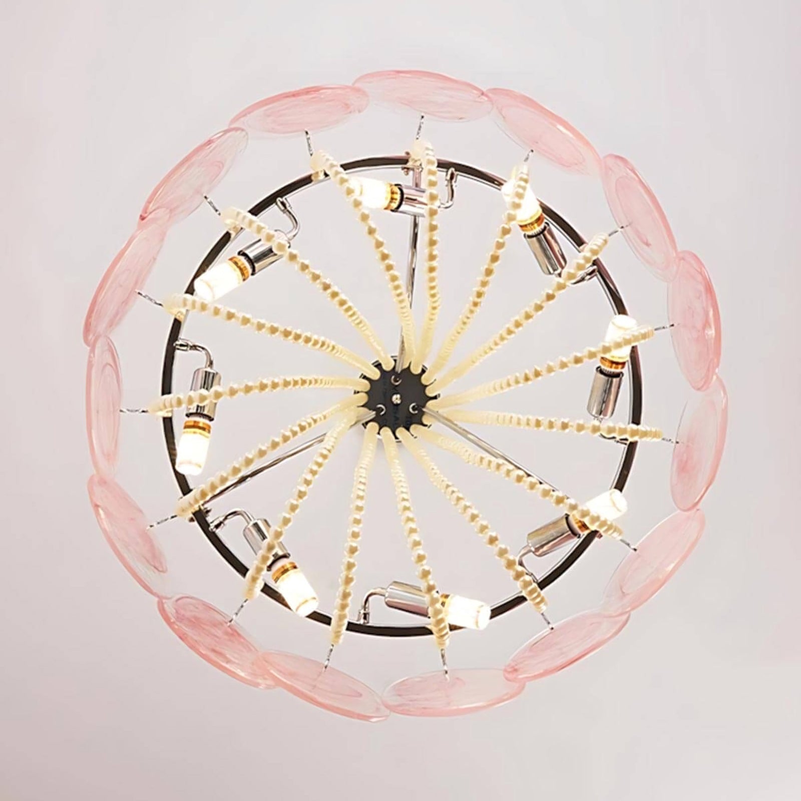 Murano Pink Disc Glass Chandelier product image