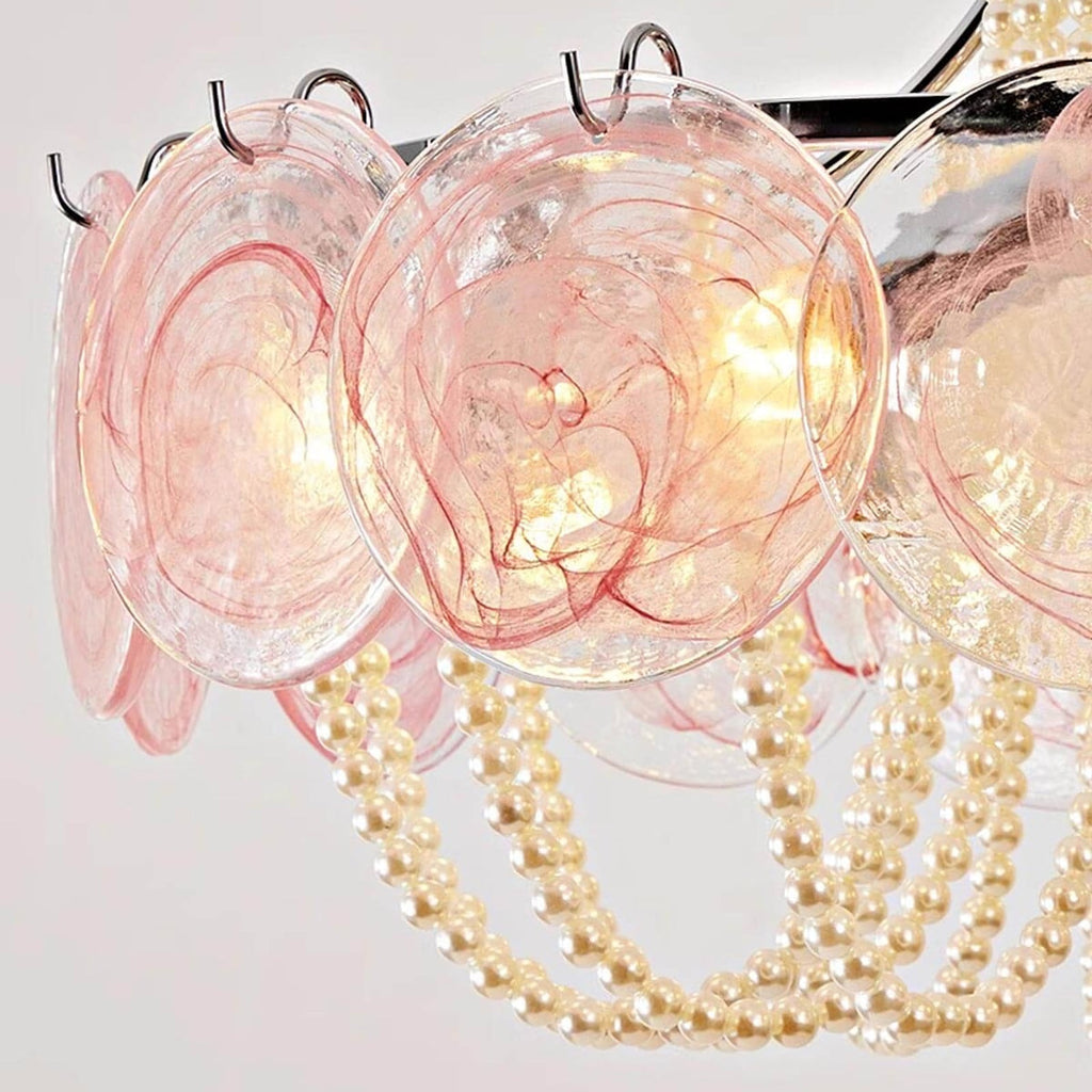 Murano Pink Disc Glass Chandelier product image