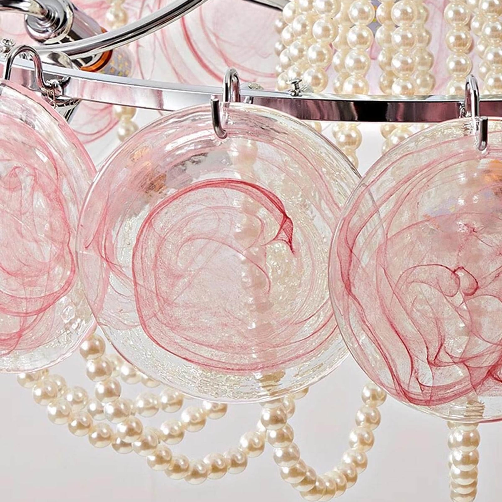 Murano Pink Disc Glass Chandelier product image