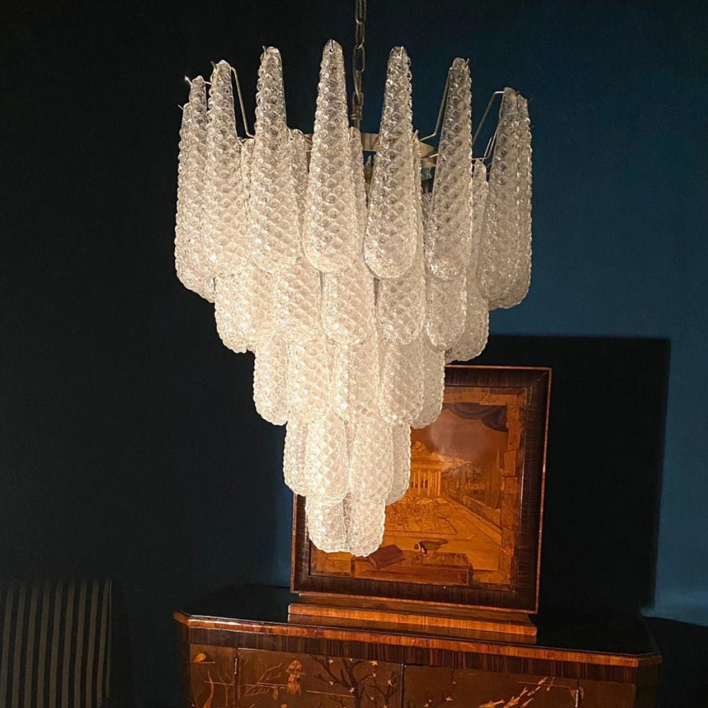 Modern Murano Glass Dewdrop Chandelier detail view