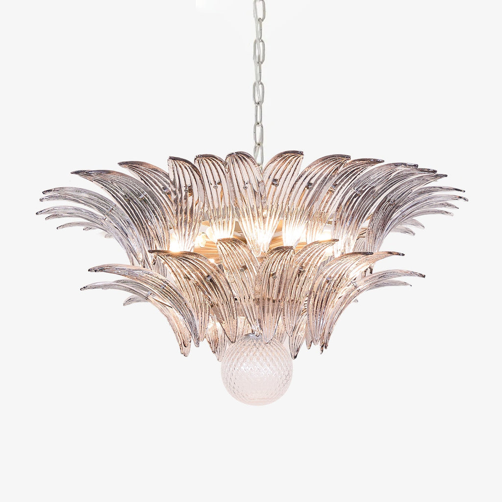 Glass Palmette Transparent Chandelier Murano lighting by Bling Lighting Studio