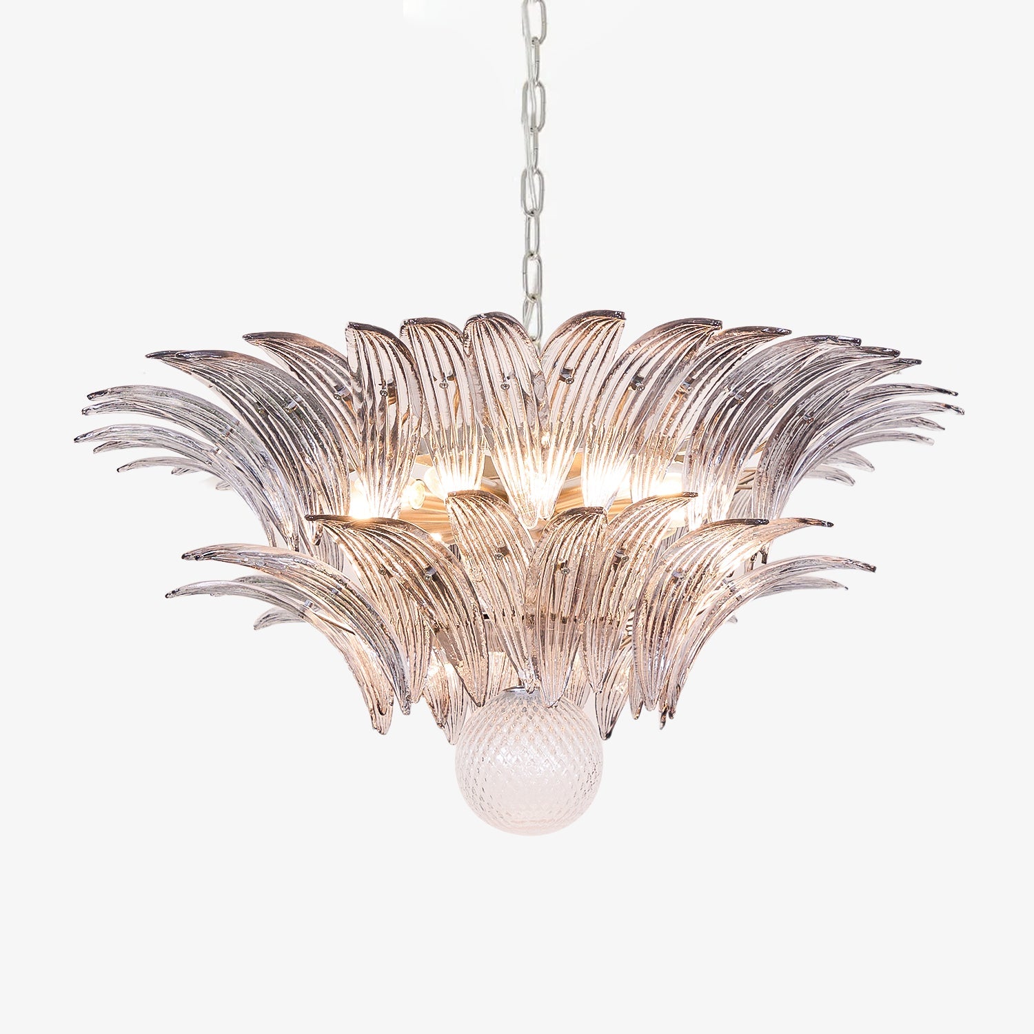 Glass Palmette Transparent Chandelier Murano lighting by Bling Lighting Studio