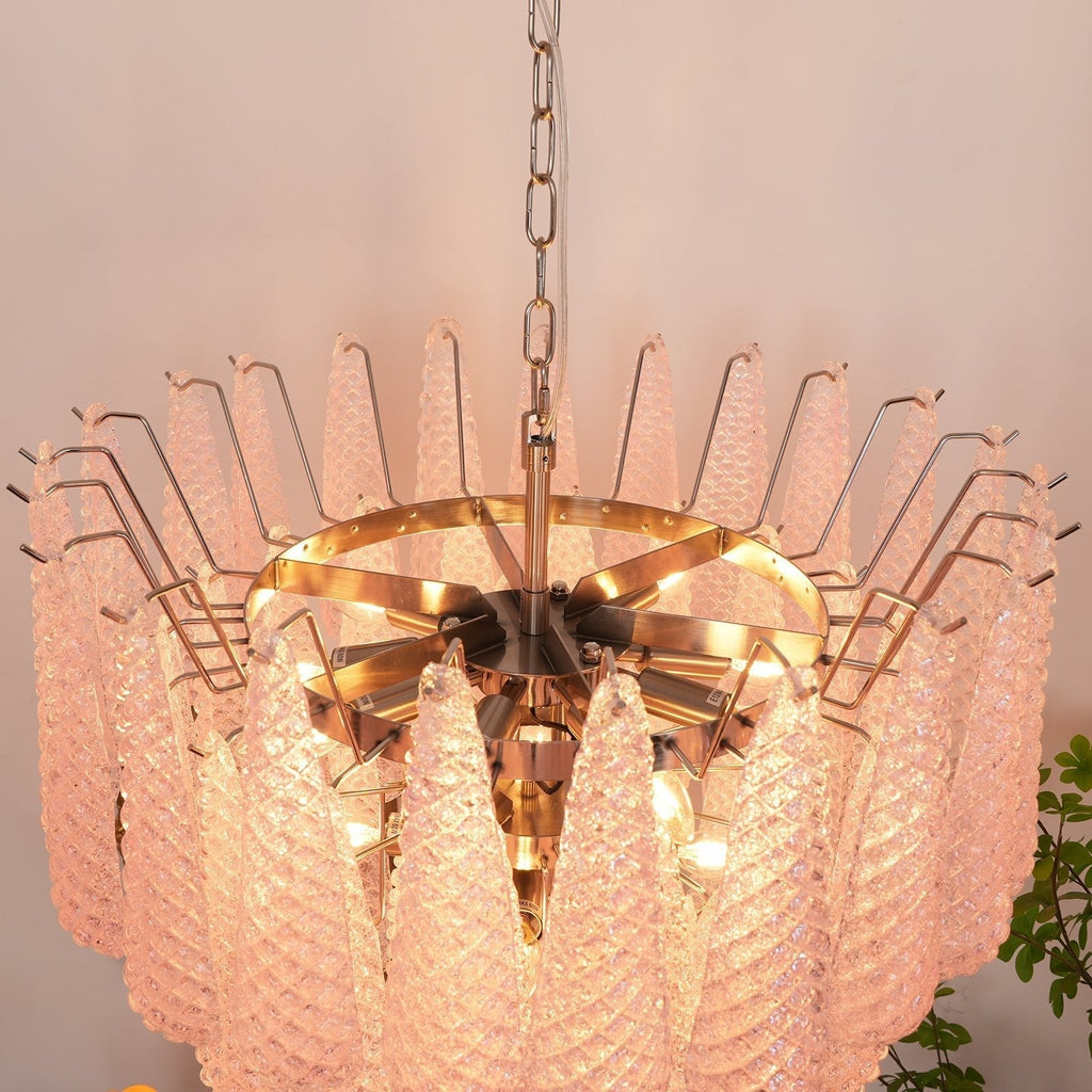 Modern Murano Pink Glass Dewdrop Chandelier product image