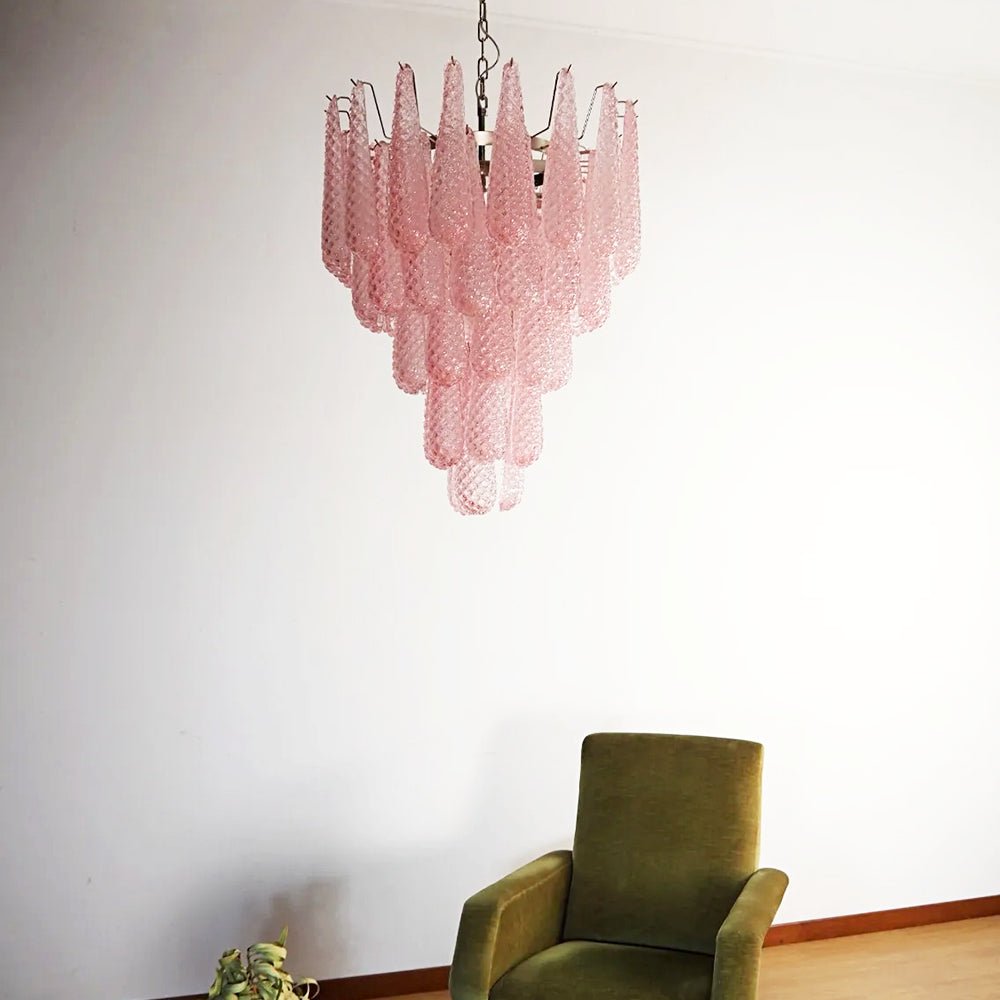 Modern Murano Pink Glass Dewdrop Chandelier product image
