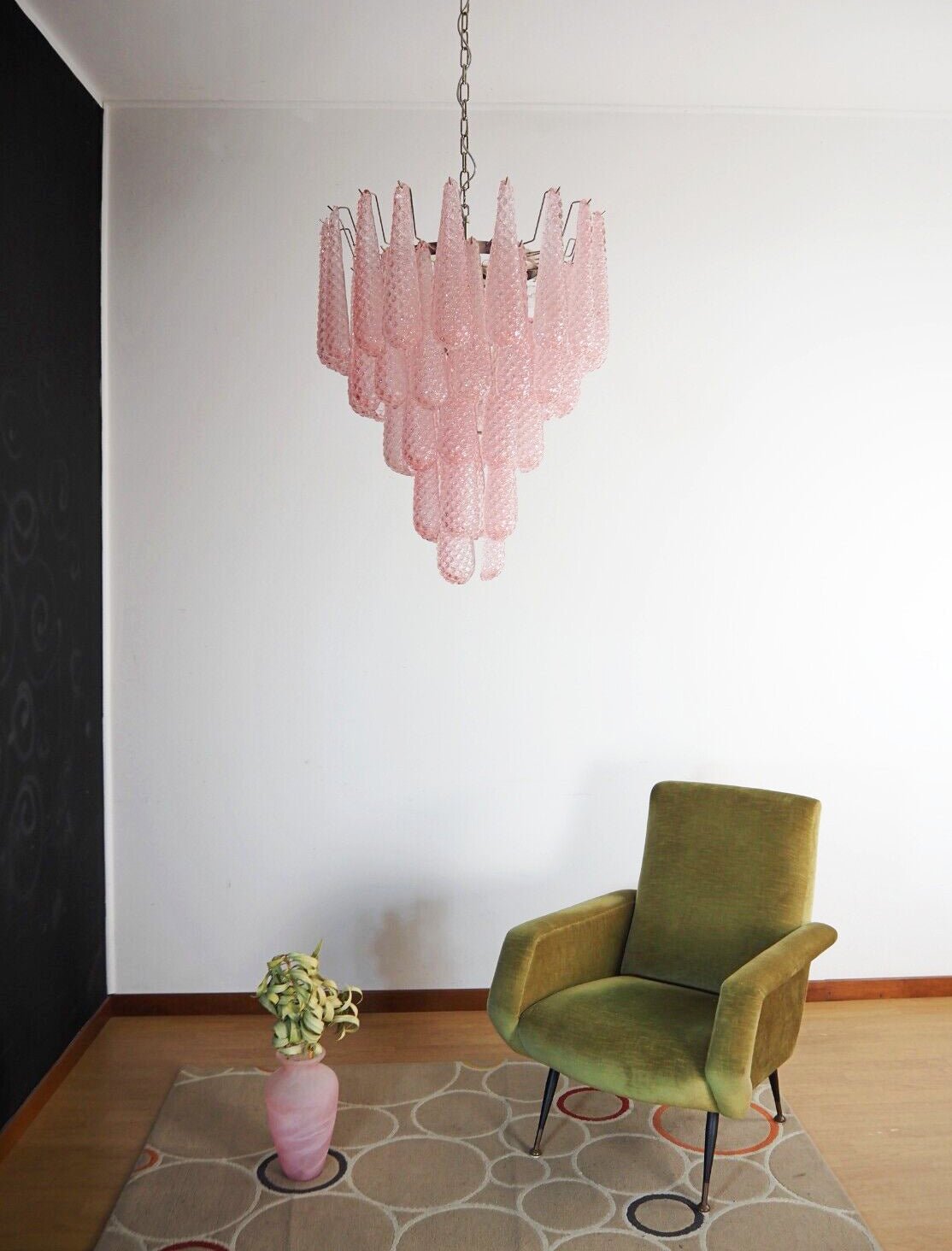 Modern Murano Pink Glass Dewdrop Chandelier product image