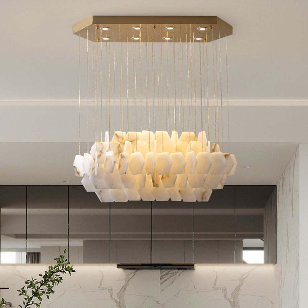 Natural Flake Alabaster Modern Chandelier by Bling Lighting Studio