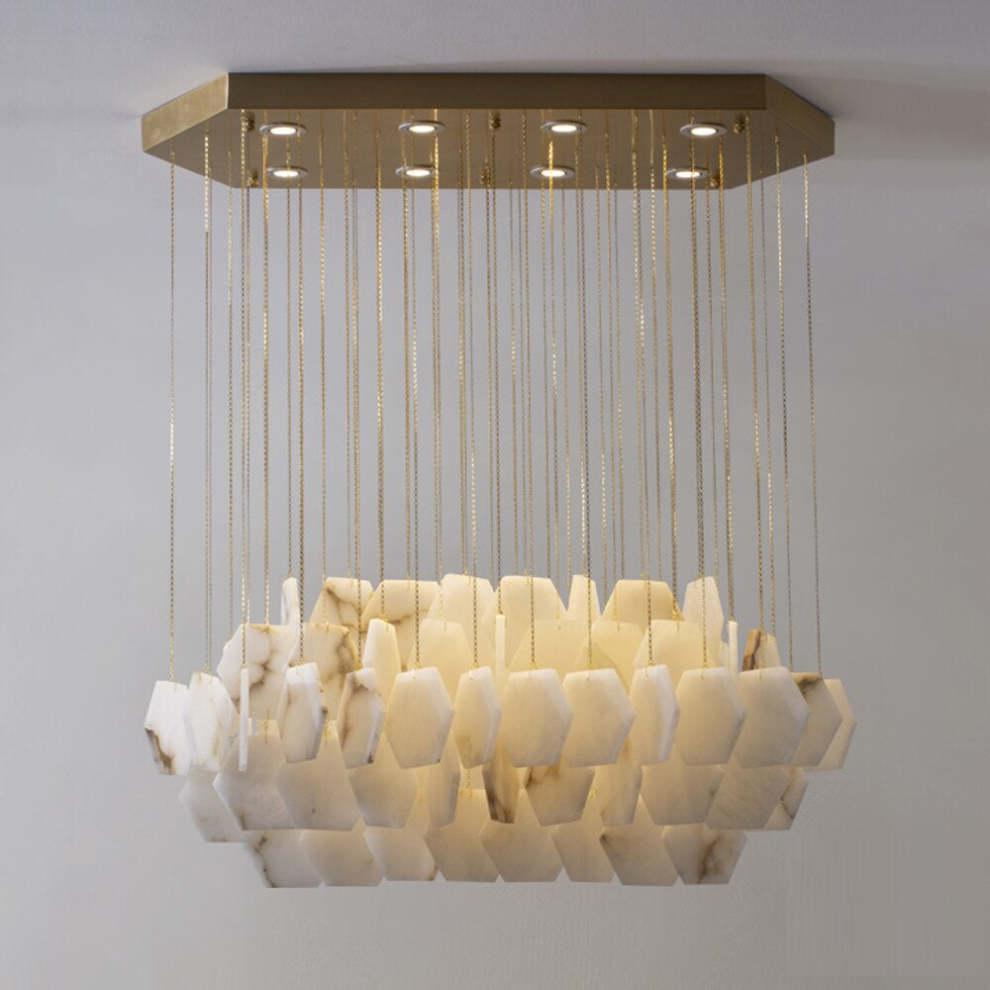 Natural Flake Alabaster Modern Chandelier by Bling Lighting Studio