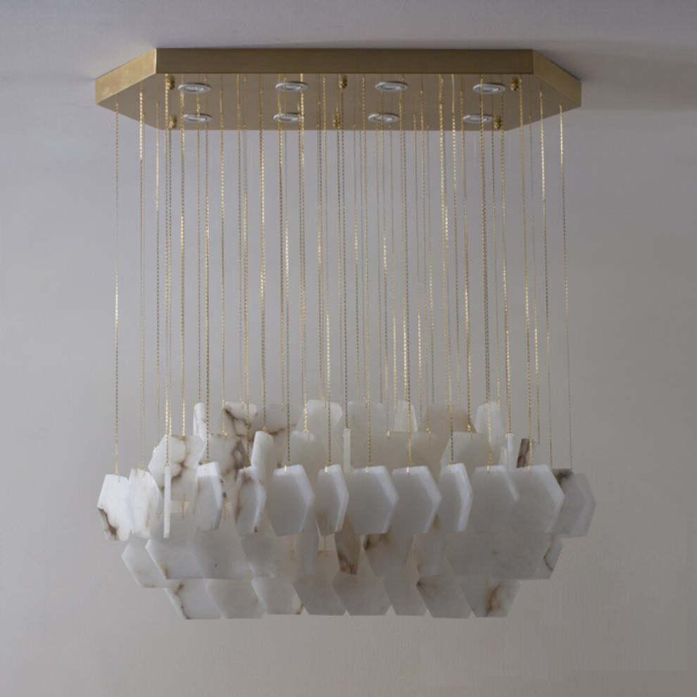 Natural Flake Alabaster Modern Chandelier by Bling Lighting Studio