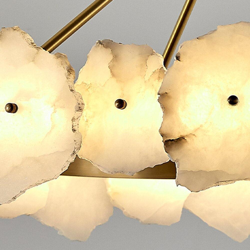 Natural Flake Alabaster Modern Round Chandelier by Bling Lighting Studio