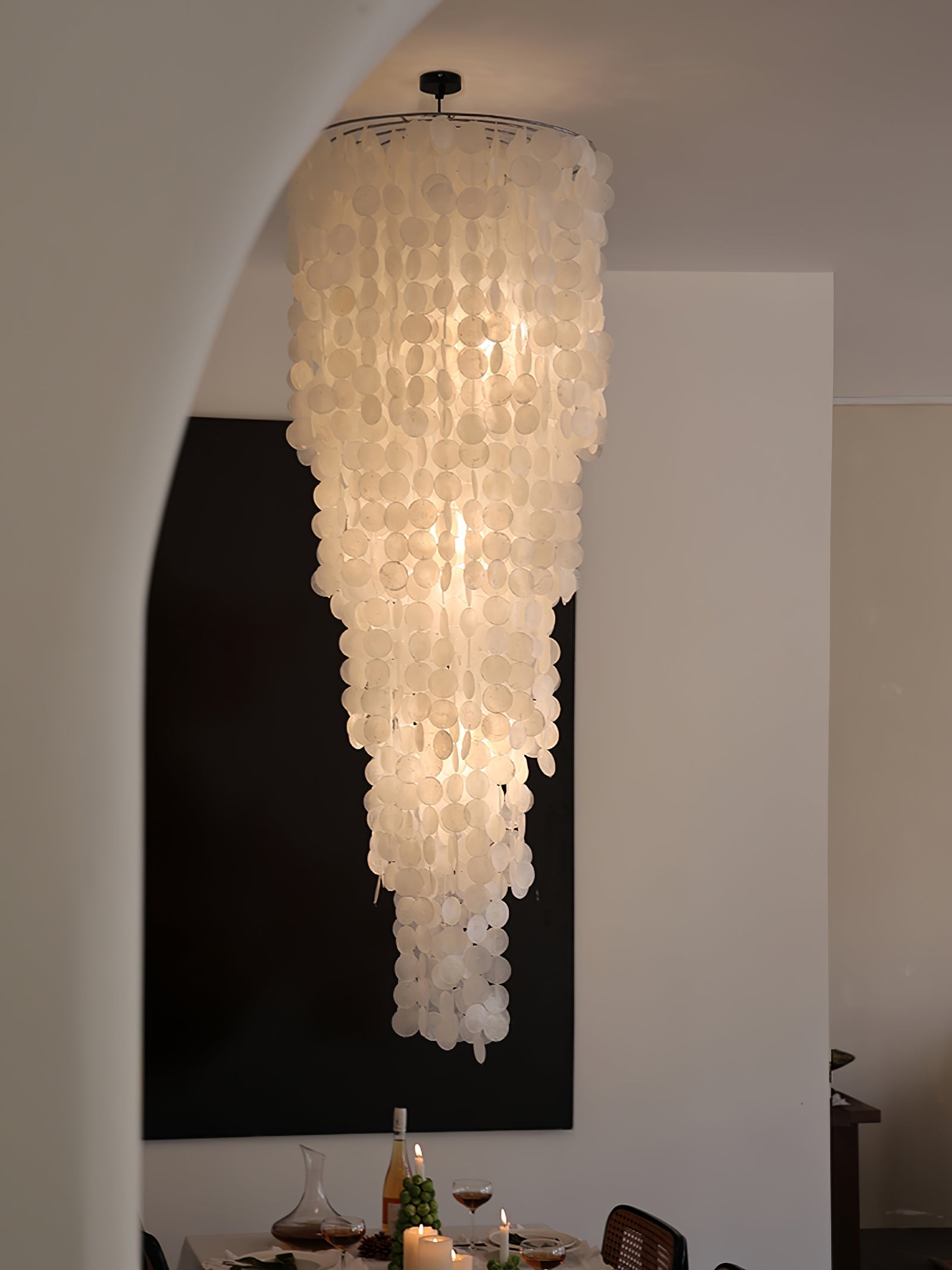 Modern Nerida Shell Chandelier detail view