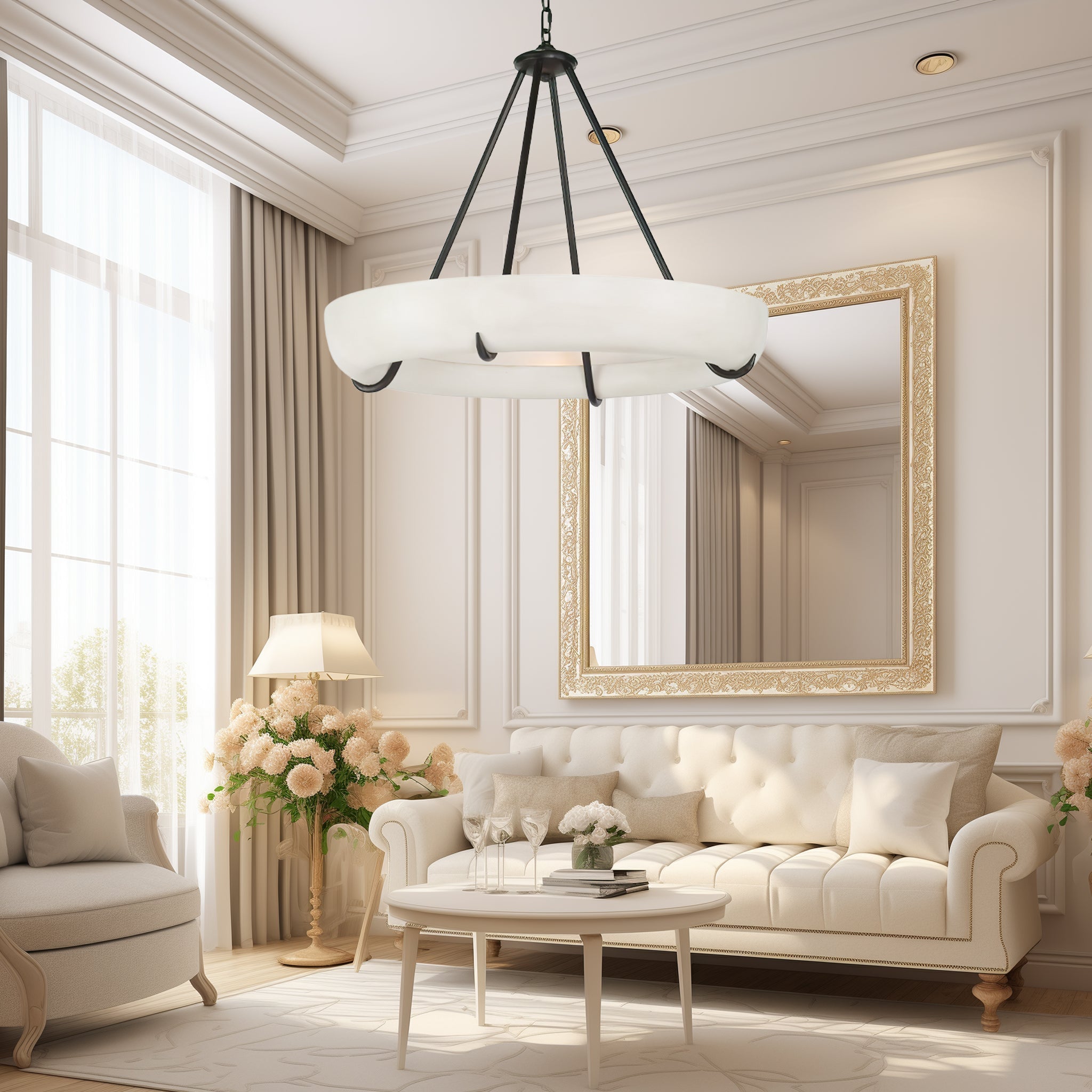 Orion Alabaster Chandelier by Bling Lighting Studio