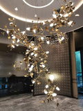 Oro Luxurious Hotel Lobby Gold Contemporary Large Chandelier - Commercial Atrium Lighting