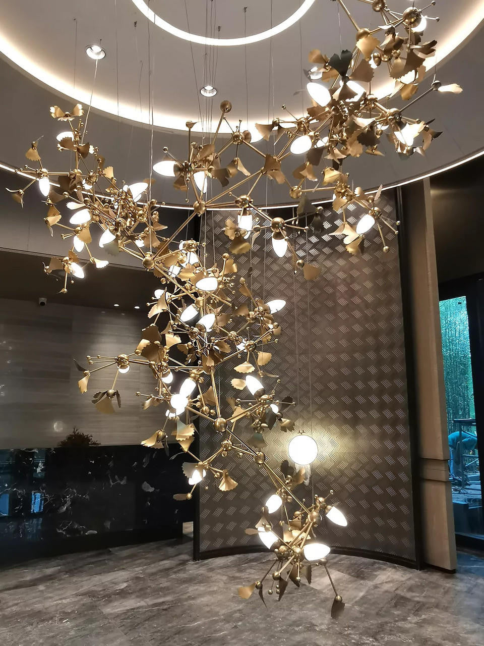 Oro Luxurious Hotel Lobby Gold Contemporary Large Chandelier - Commercial Atrium Lighting