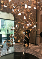 Oro Luxurious Hotel Lobby Gold Contemporary Large Chandelier - Commercial Atrium Lighting