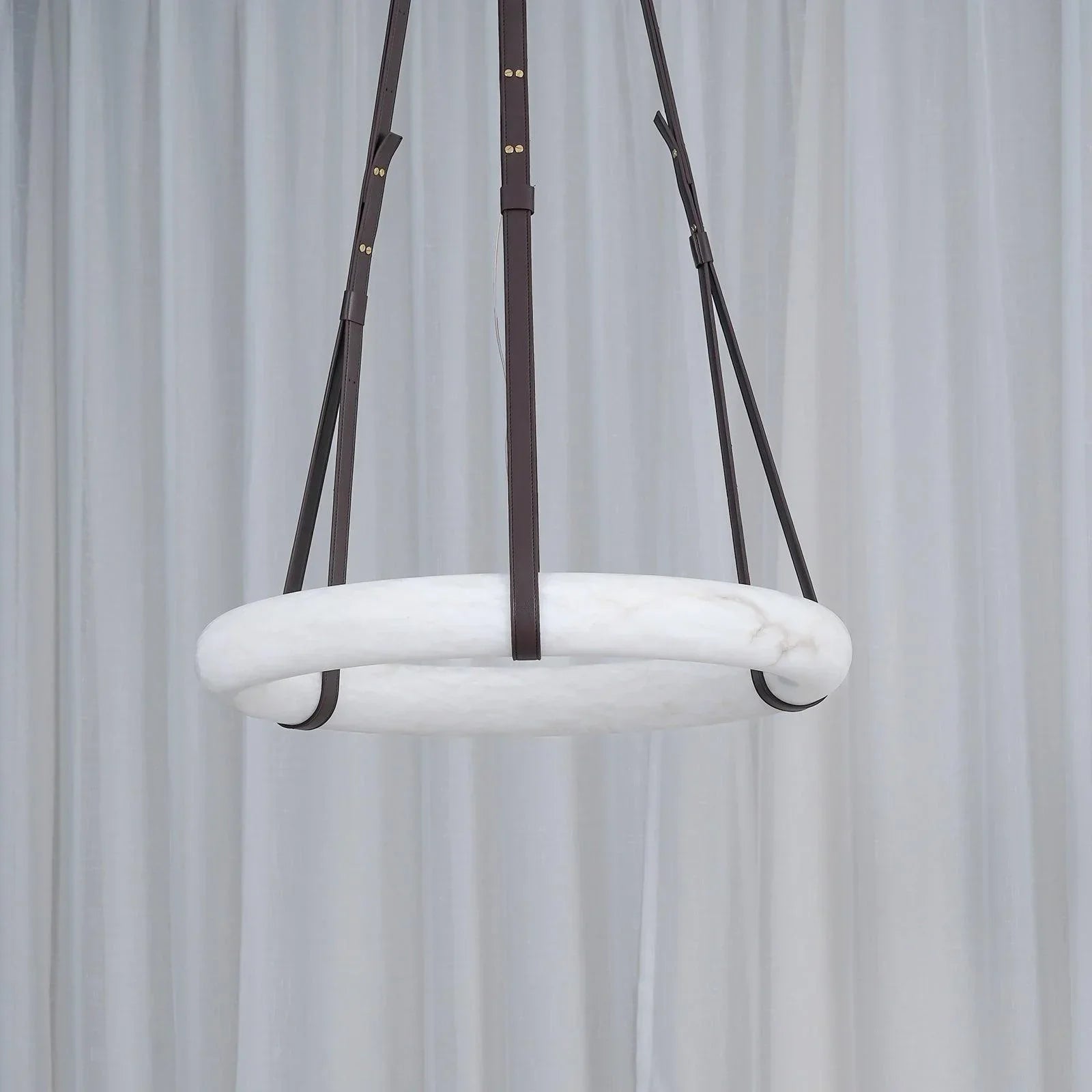 Modern Round Alabaster Chandelier for Living Room/Bedroom by Bling Lighting Studio