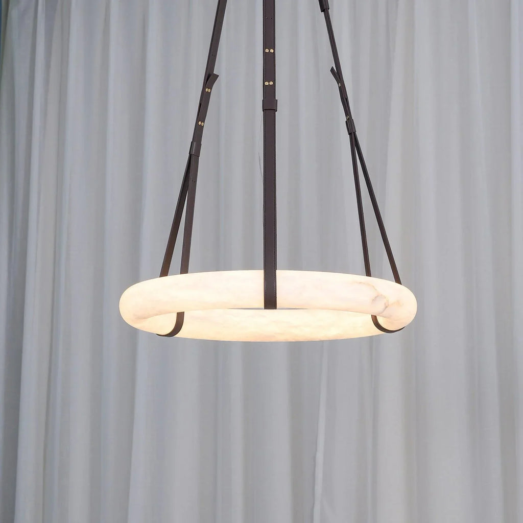 Modern Round Alabaster Chandelier for Living Room/Bedroom by Bling Lighting Studio