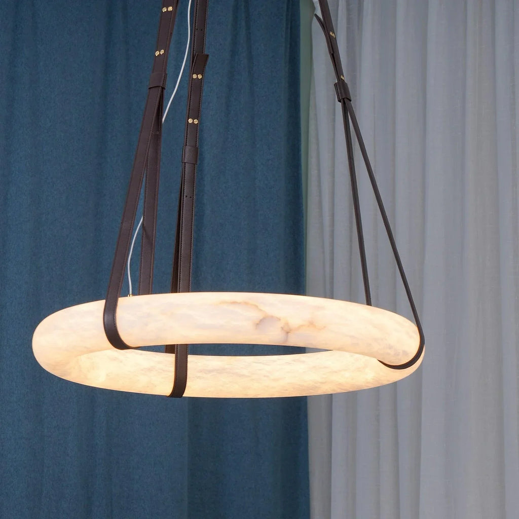 Modern Round Alabaster Chandelier for Living Room/Bedroom by Bling Lighting Studio
