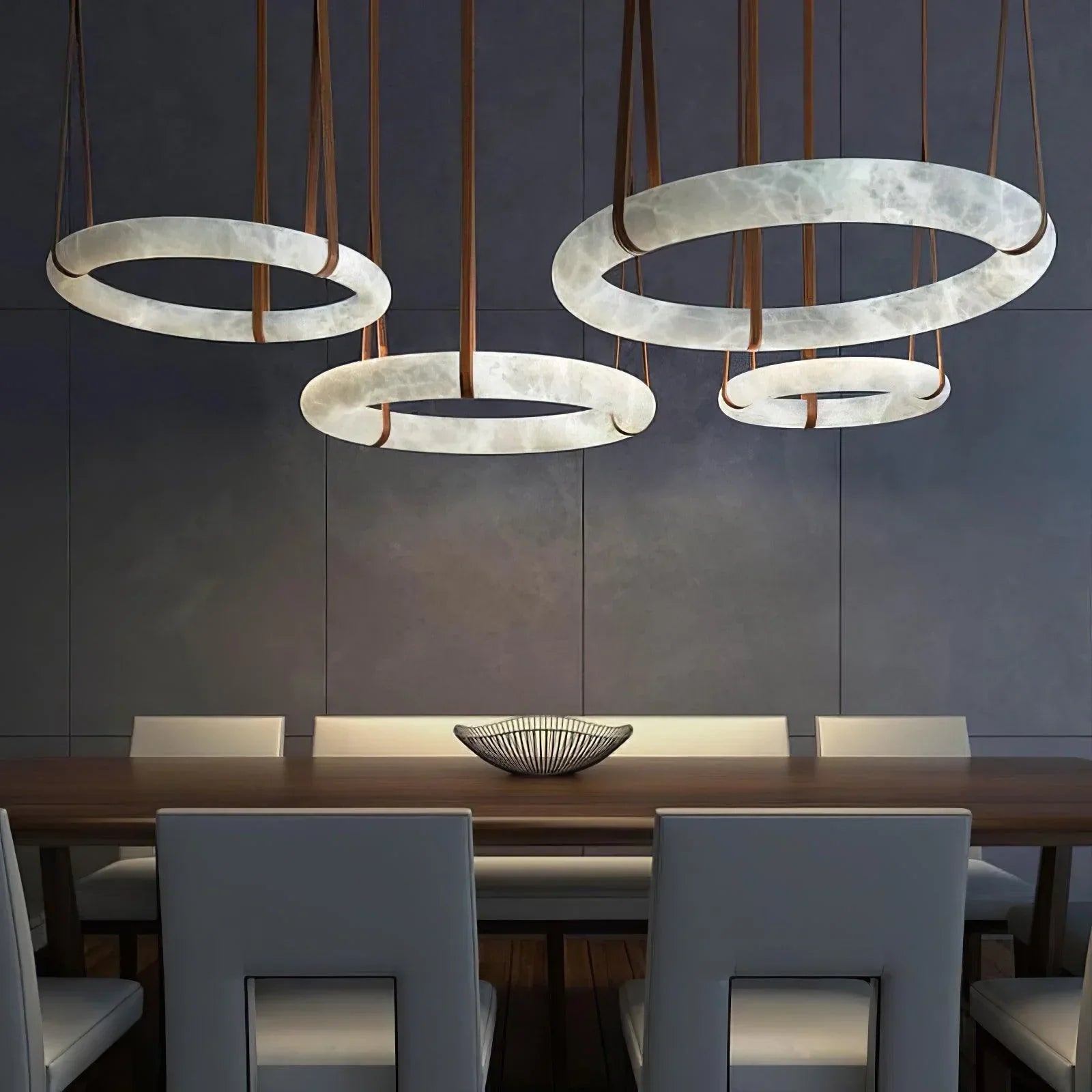 Modern Round Alabaster Chandelier for Living Room/Bedroom by Bling Lighting Studio