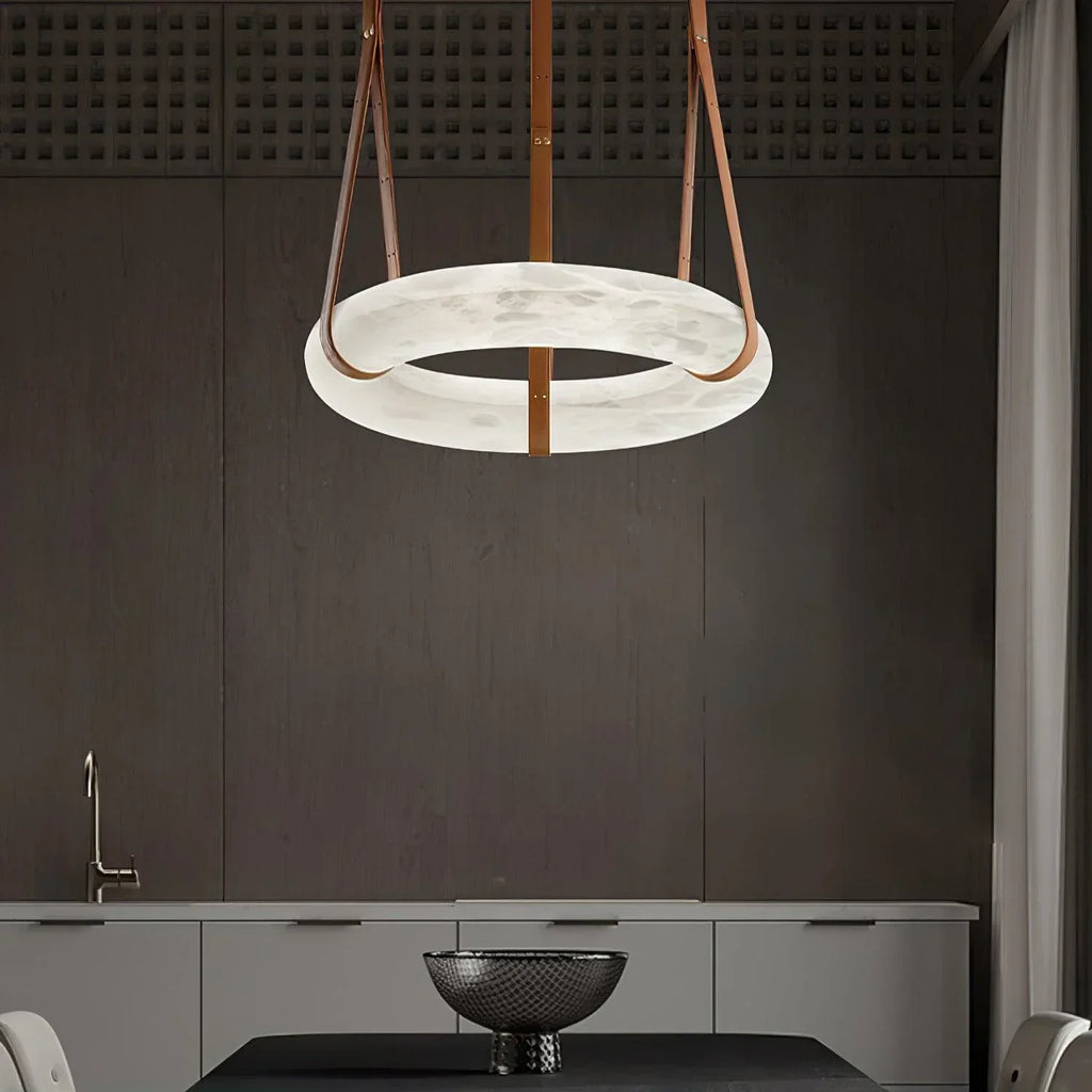 Modern Round Alabaster Chandelier for Living Room/Bedroom by Bling Lighting Studio