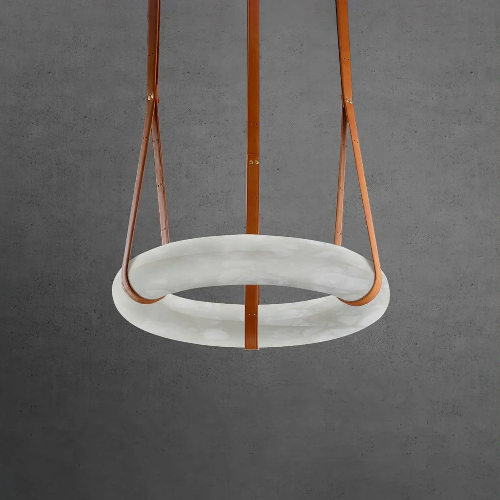 Modern Round Alabaster Chandelier for Living Room/Bedroom by Bling Lighting Studio