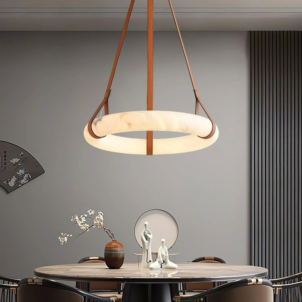 Modern Round Alabaster Chandelier for Living Room/Bedroom by Bling Lighting Studio