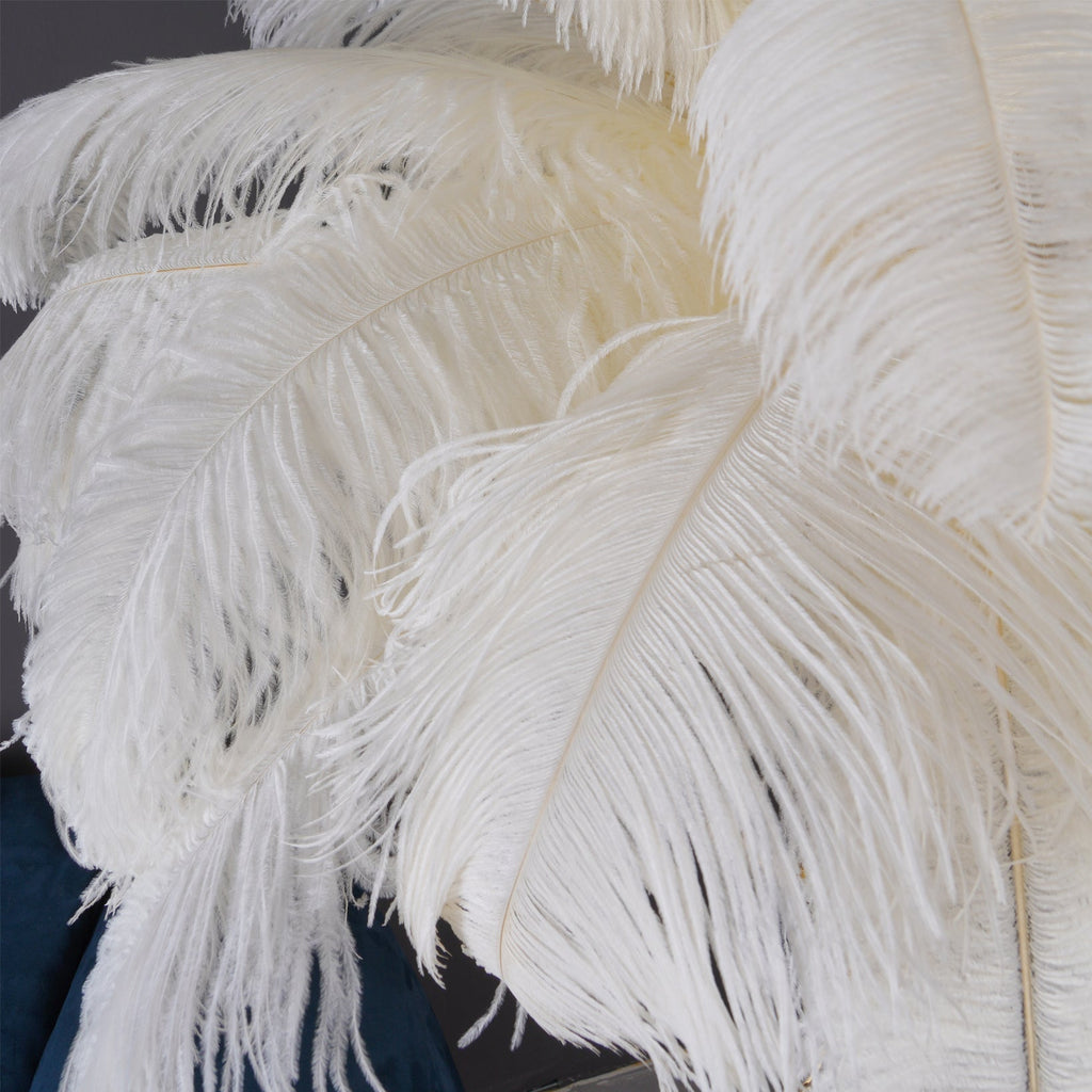 Ostrich Feather Brass Floor Lamp by Bling Lighting Studio