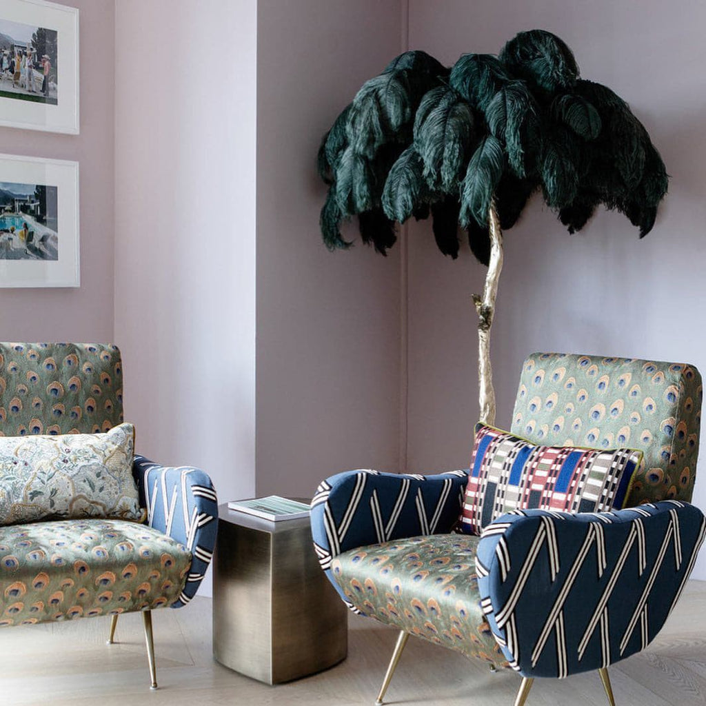 Ostrich Feather Brass Floor Lamp by Bling Lighting Studio