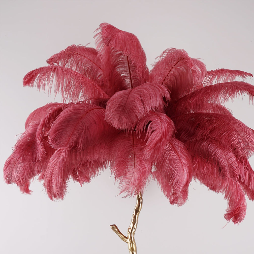 Ostrich Feather Brass Floor Lamp by Bling Lighting Studio