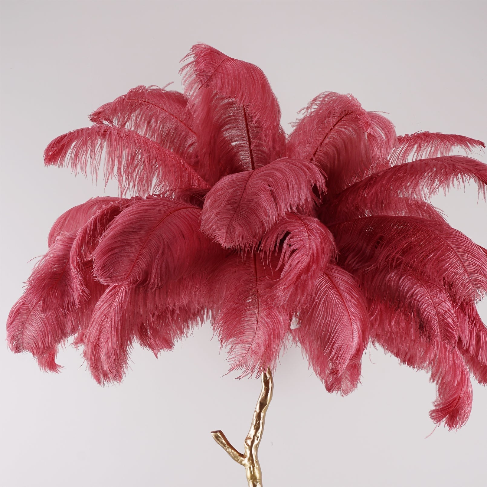 Ostrich Feather Brass Floor Lamp by Bling Lighting Studio