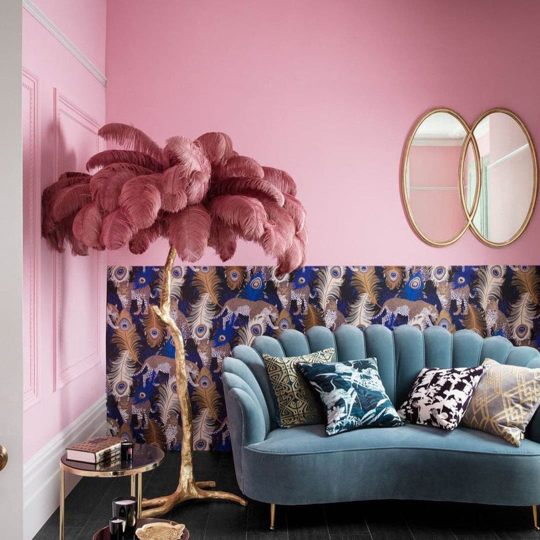 Ostrich Feather Brass Floor Lamp by Bling Lighting Studio